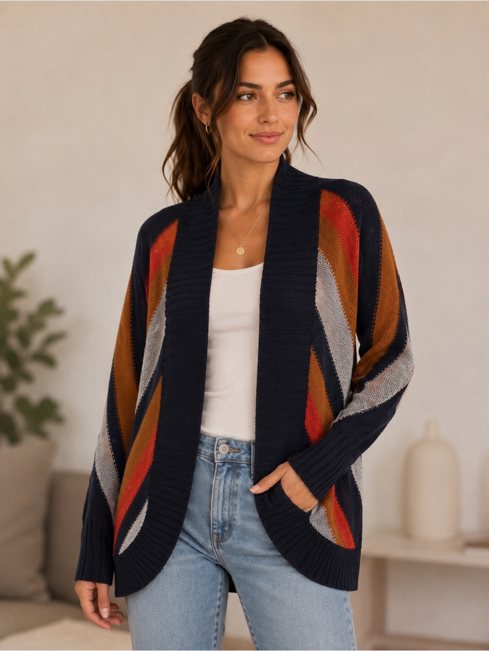 THML Chevron Striped Knit Sweater